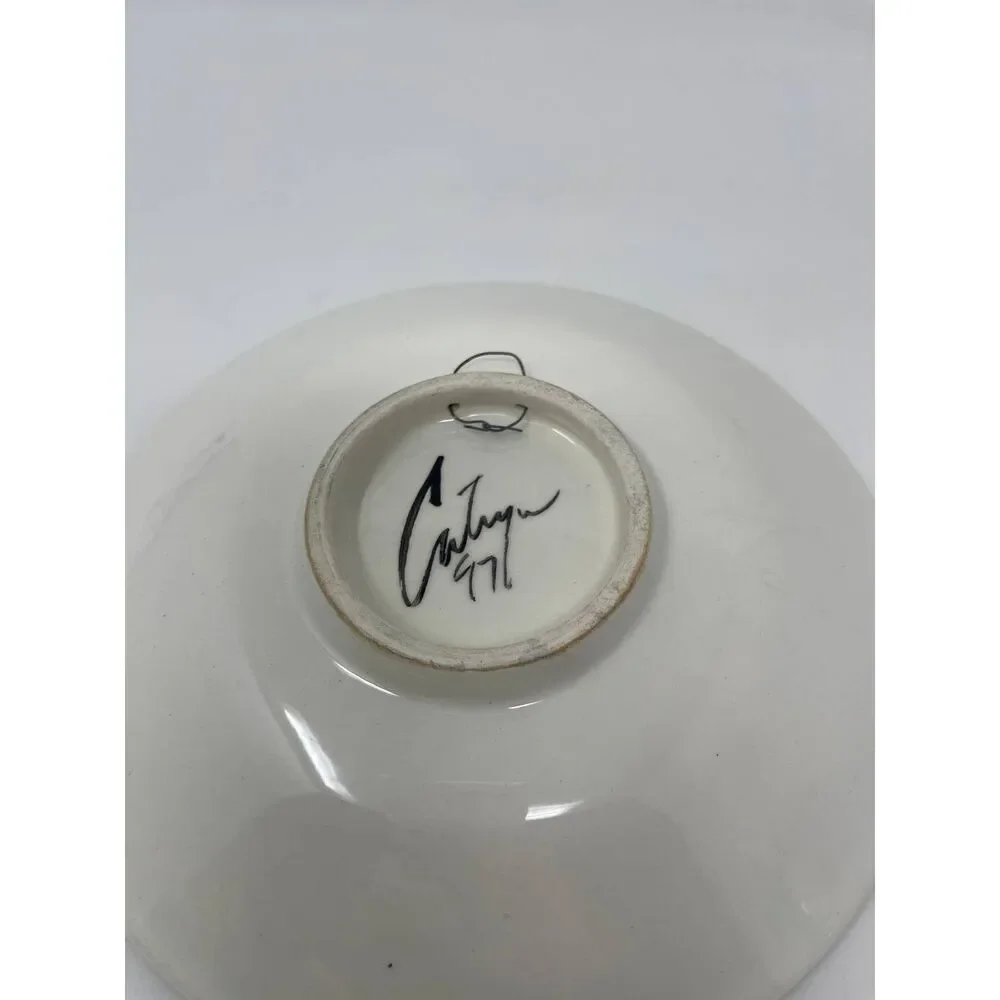 Vintage Catryn Black & White Elephant Deco Decorative Wall Plate / Bowl ~Signed